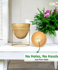 ecofynd Alle Gold Metal Plant Pot with Stand