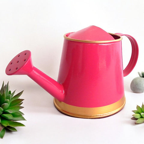 ecofynd 250 ml Pink Watering Can with Gold Border for Kids