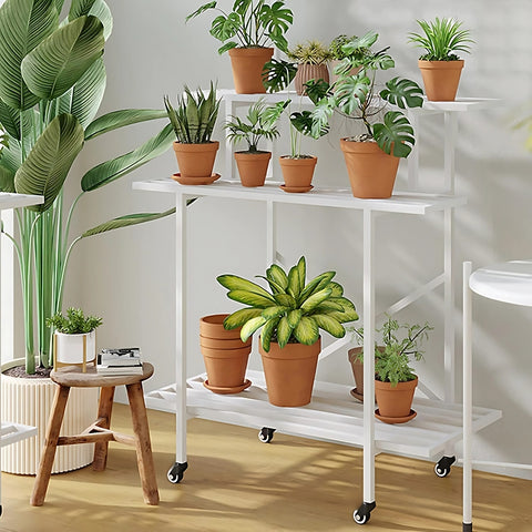 ecofynd Zuri Plant Stands for Outdoor Balcony with Wheels