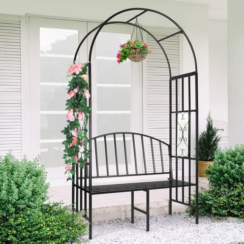 Wide Garden Arch with Bench