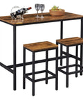 ecofynd Engineered Wood & Metal Dining Bar Table with 2 Stools