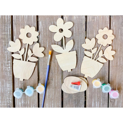 Unfinished Wooden Flower Cutouts Craft Kits