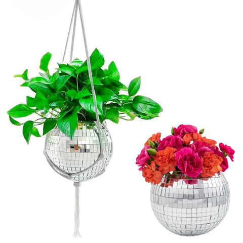 Hanging Disco Ball Glass Planter