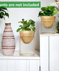 ecofynd Alle Gold Metal Plant Pot with Stand (Set of 2)