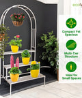 ecofynd 3 Tier White Arbow Metal Plant Stand