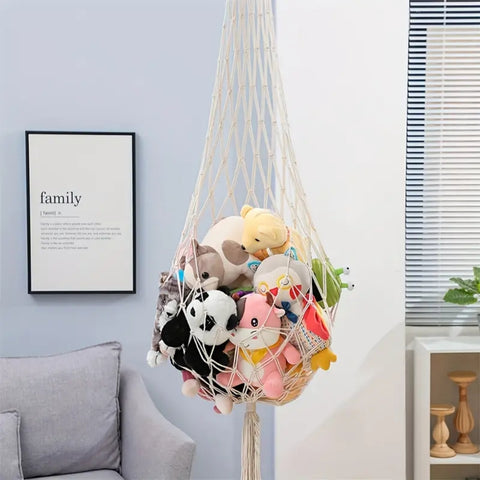 Macrame Stuffed Animal Toy Hammock