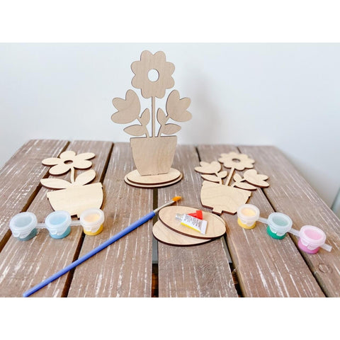 Unfinished Wooden Flower Cutouts Craft Kits