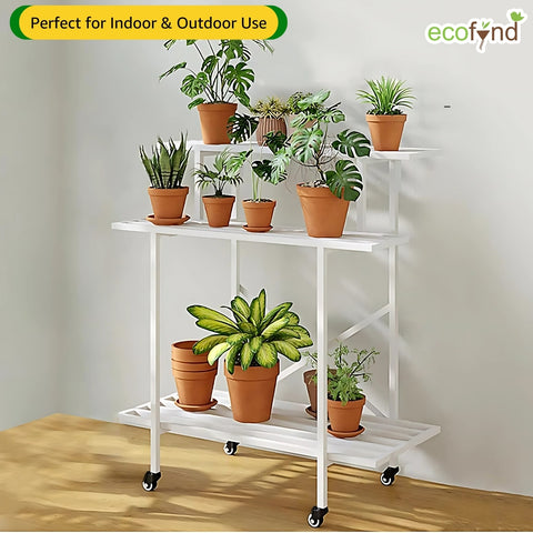 ecofynd Zuri Plant Stands for Outdoor Balcony with Wheels