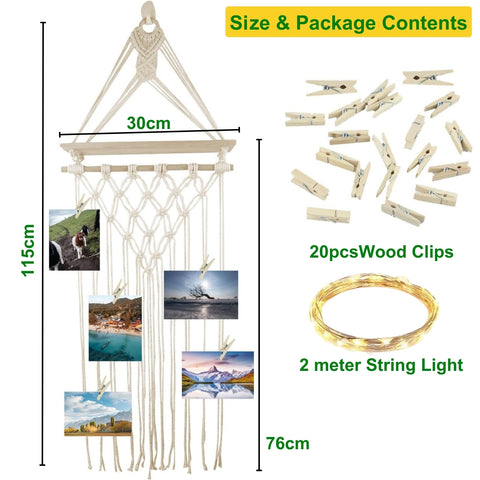 Venice Macrame Photo Display Wall Hanging