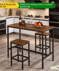 ecofynd Engineered Wood & Metal Dining Bar Table with 2 Stools