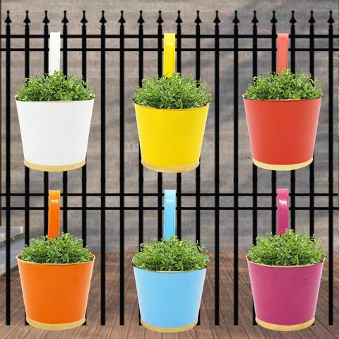 Round Multicolor 7" Balcony Railing Planter