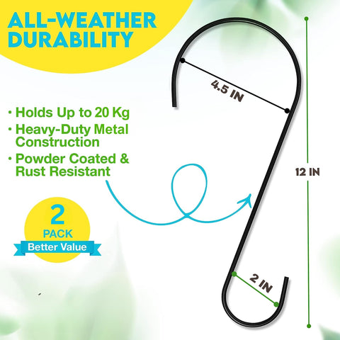 ecofynd S-shaped Pot Extension Hooks, 12"