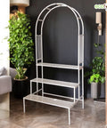 ecofynd 3 Tier White Arbow Metal Plant Stand