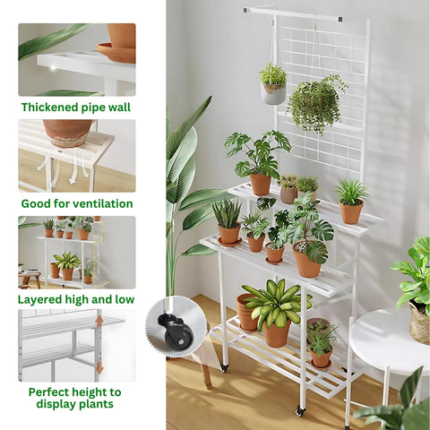 ecofynd Leon Plant Stands for Outdoor Balcony with Wheels