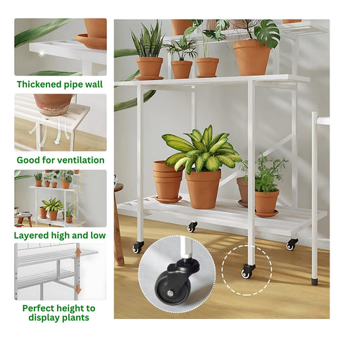 ecofynd Zuri Plant Stands for Outdoor Balcony with Wheels