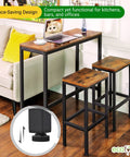 ecofynd Engineered Wood & Metal Dining Bar Table with 2 Stools