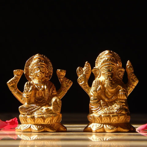 ecofynd Lord Ganesh Goddess Lakshmi Pair Idol