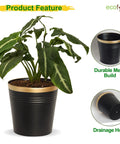 Ecofynd Black Bucket Metal Planter