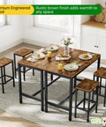 ecofynd Engineered Wood & Metal Dining Bar Table with 2 Stools