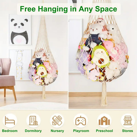 Macrame Stuffed Animal Toy Hammock