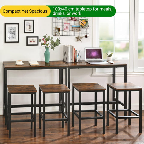 ecofynd Engineered Wood & Metal Dining Bar Table with 2 Stools