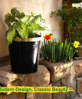 Ecofynd Black Bucket Metal Planter