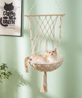 ecofynd Macrame Hanging Cat Hammock with Cat Bed