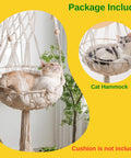 ecofynd Macrame Hanging Cat Hammock with Cat Bed