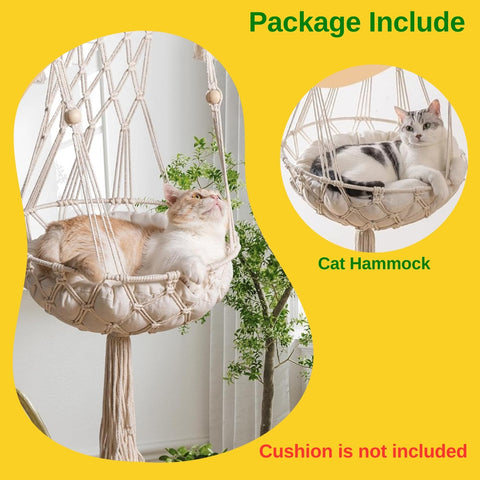 Macrame Hanging Cat Hammock without Cat Bed