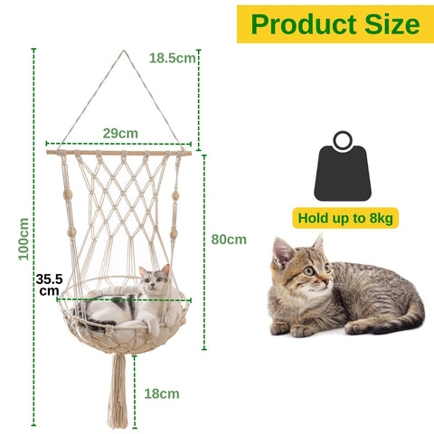 Macrame Hanging Cat Hammock without Cat Bed