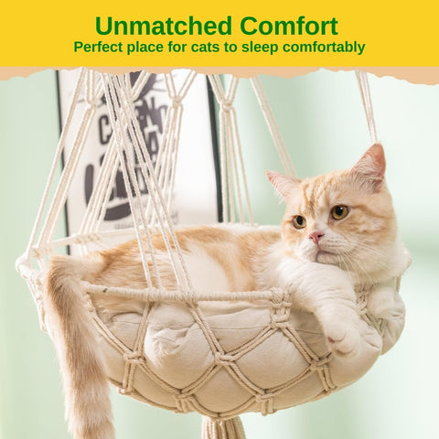 Macrame Hanging Cat Hammock without Cat Bed