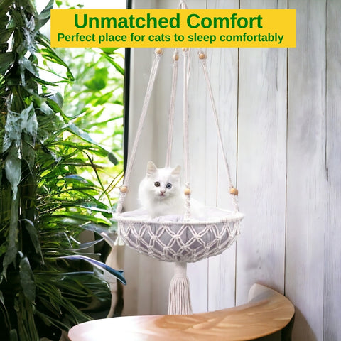 Macrame Hanging Cat Hammock without Cat Bed