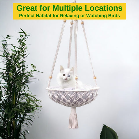 Macrame Hanging Cat Hammock without Cat Bed