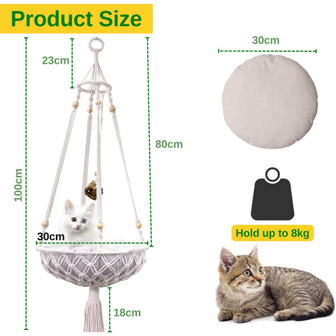 Macrame Hanging Cat Hammock without Cat Bed