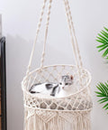 ecofynd Macrame Hanging Cat Hammock with Cat Bed