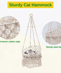 ecofynd Macrame Hanging Cat Hammock with Cat Bed