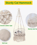 ecofynd Macrame Hanging Cat Hammock with Cat Bed