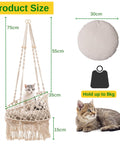 ecofynd Macrame Hanging Cat Hammock with Cat Bed