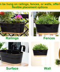 ecofynd Oval Black 12" Balcony Railing Planter