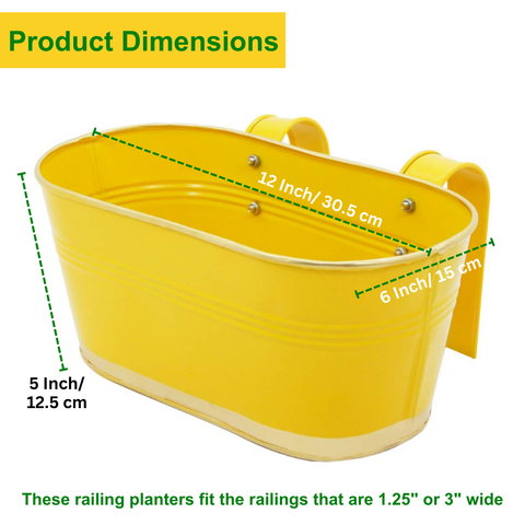 Oval Yellow/Gold 12" Balcony Railing Planter