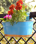 ecofynd Oval Blue 12" Balcony Railing Planter