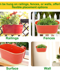 ecofynd Oval Red 12" Balcony Railing Planter