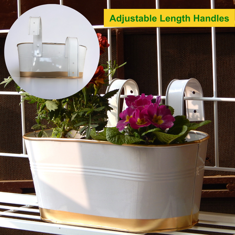 Oval White/Gold 12" Balcony Railing Planter