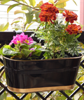 ecofynd Oval Black 12" Balcony Railing Planter