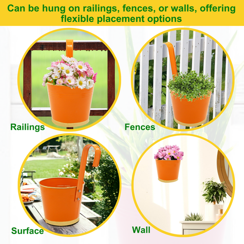 Round Orange/Gold 7" Balcony Railing Planter