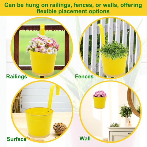 Round Yellow/Gold 7" Balcony Railing Planter