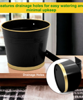 ecofynd Round Black/Gold 7" Balcony Railing Planter