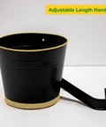 ecofynd Round Black/Gold 7" Balcony Railing Planter