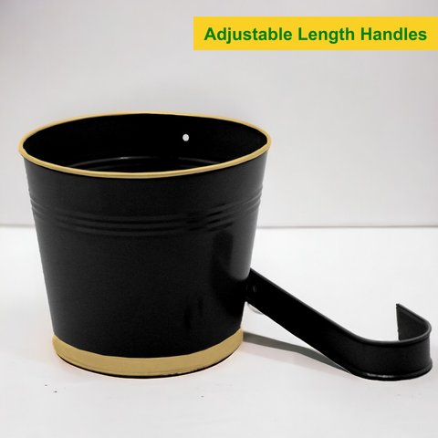 ecofynd Round Black/Gold 7" Balcony Railing Planter