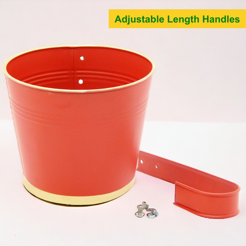 Round Red/Gold 7" Balcony Railing Planter